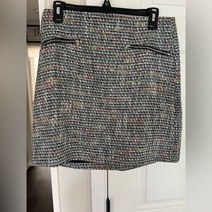 LOFT Multicolor Tweed Mini Skirt with Zipper Accents